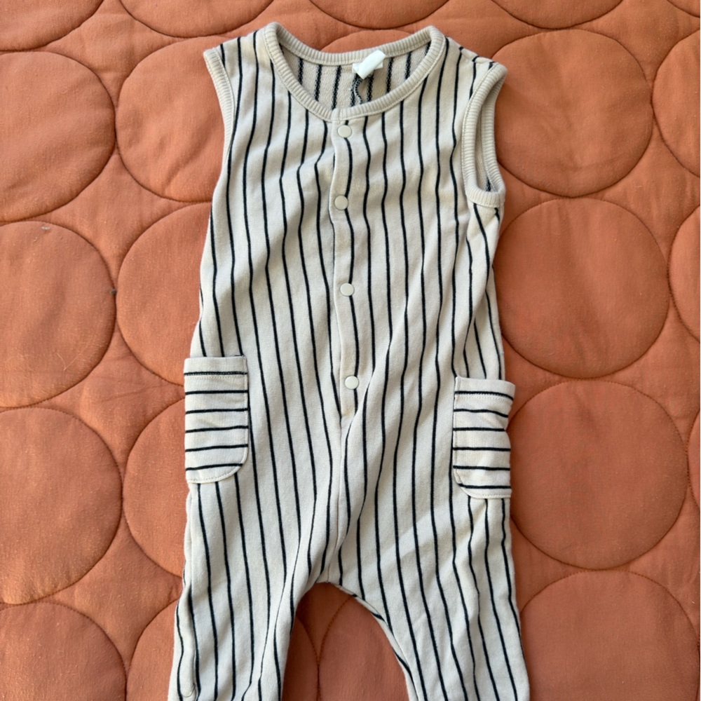 H&M Baby Sleeveless Romper Striped Cream 9 Months